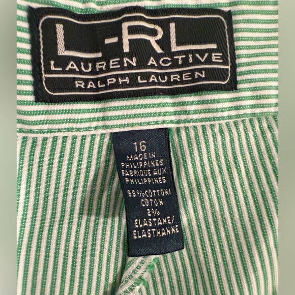 Ralph Lauren Mint Green Striped women Bermuda Shorts/size 16 - Picture 7 of 8